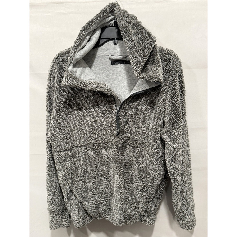 Prana Woman's XS Permafrost Sherpa Half-zip Pullover Hooded With Pockets Grey